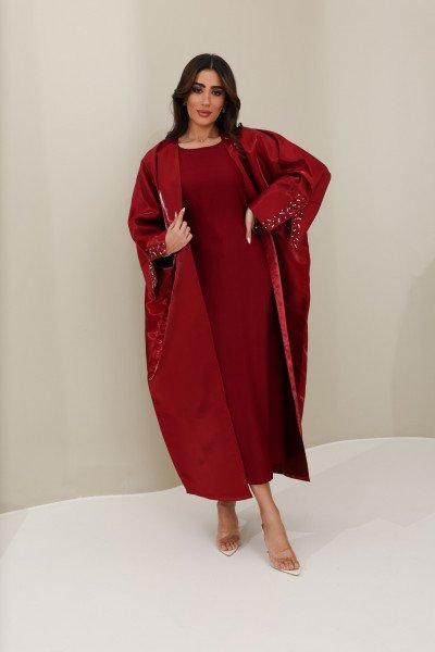 ABAYA EID LUXE - ORGANZA BORDEAUX